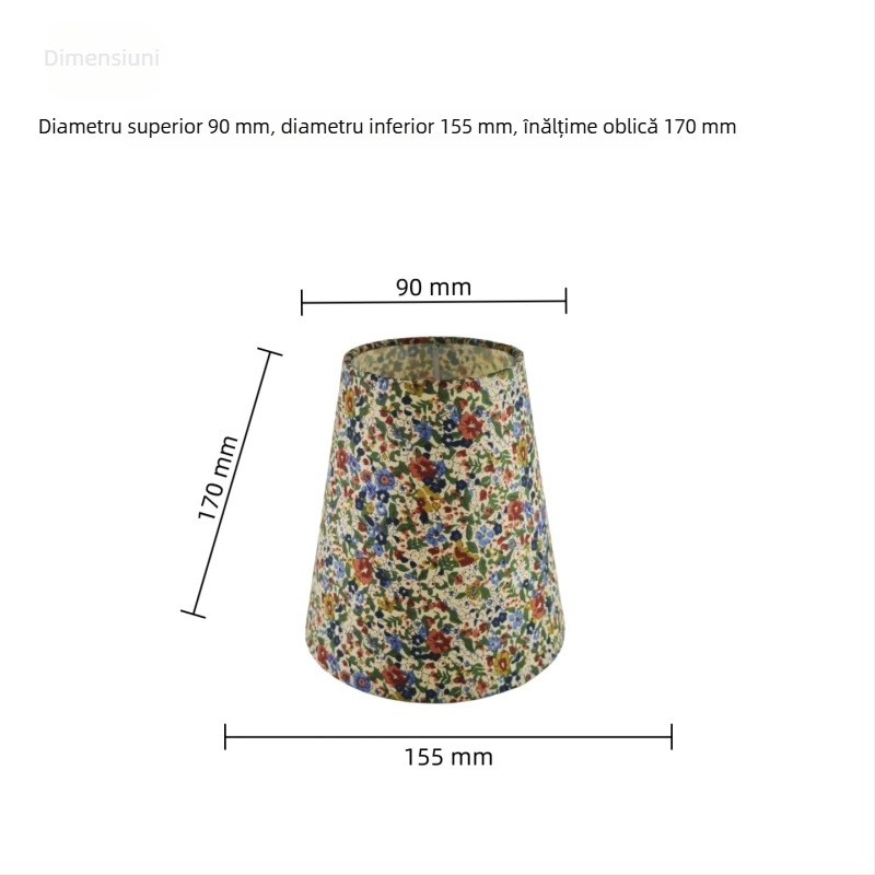 Abajur textil imprimat, plat, rotund, stil retro pentru lampă de masă – înlocuire universală