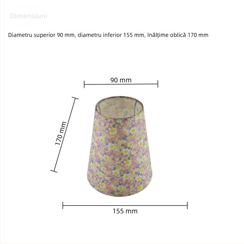 Abajur textil imprimat, plat, rotund, stil retro pentru lampă de masă – înlocuire universală