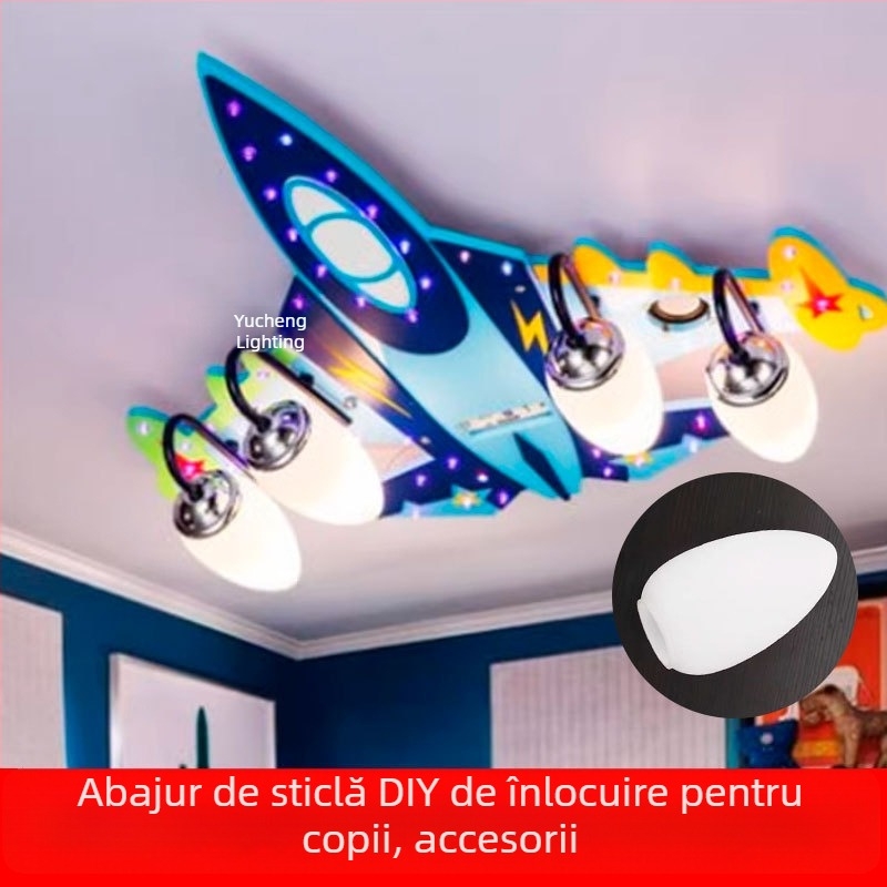 Abajur de lampă în formă de avion pentru camera copiilor – înlocuire DIY pentru plafonieră, accesoriu din sticlă