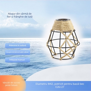 Lampa pendul industrială cu abajur din sfoară de cânepă și artă din fier, pentru dormitor, hol și sufragerie