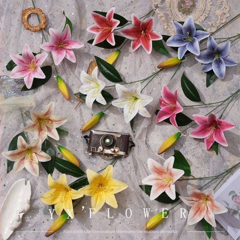 Crin imprimat 3D pe o ramură mică — floare artificială din mătase pentru decor în casă