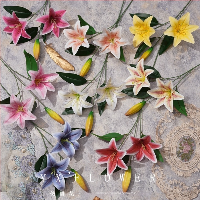 Crin imprimat 3D pe o ramură mică — floare artificială din mătase pentru decor în casă