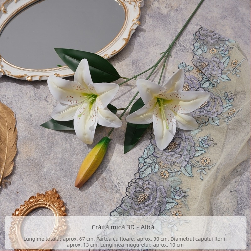Crin imprimat 3D pe o ramură mică — floare artificială din mătase pentru decor în casă