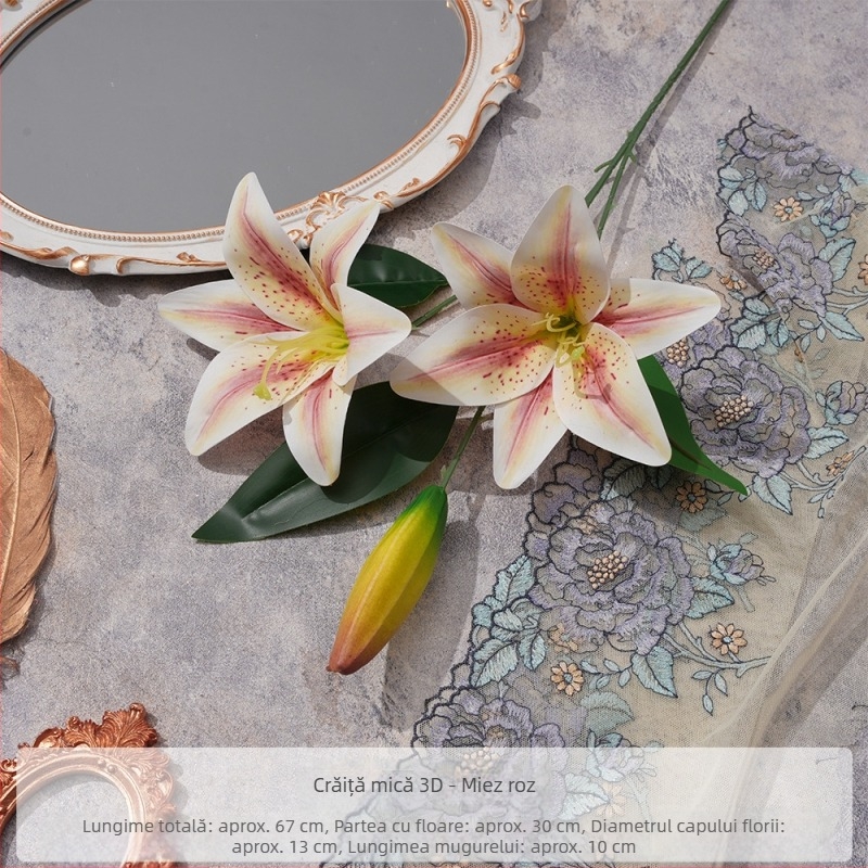 Crin imprimat 3D pe o ramură mică — floare artificială din mătase pentru decor în casă