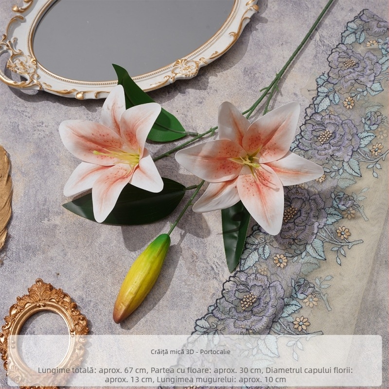 Crin imprimat 3D pe o ramură mică — floare artificială din mătase pentru decor în casă
