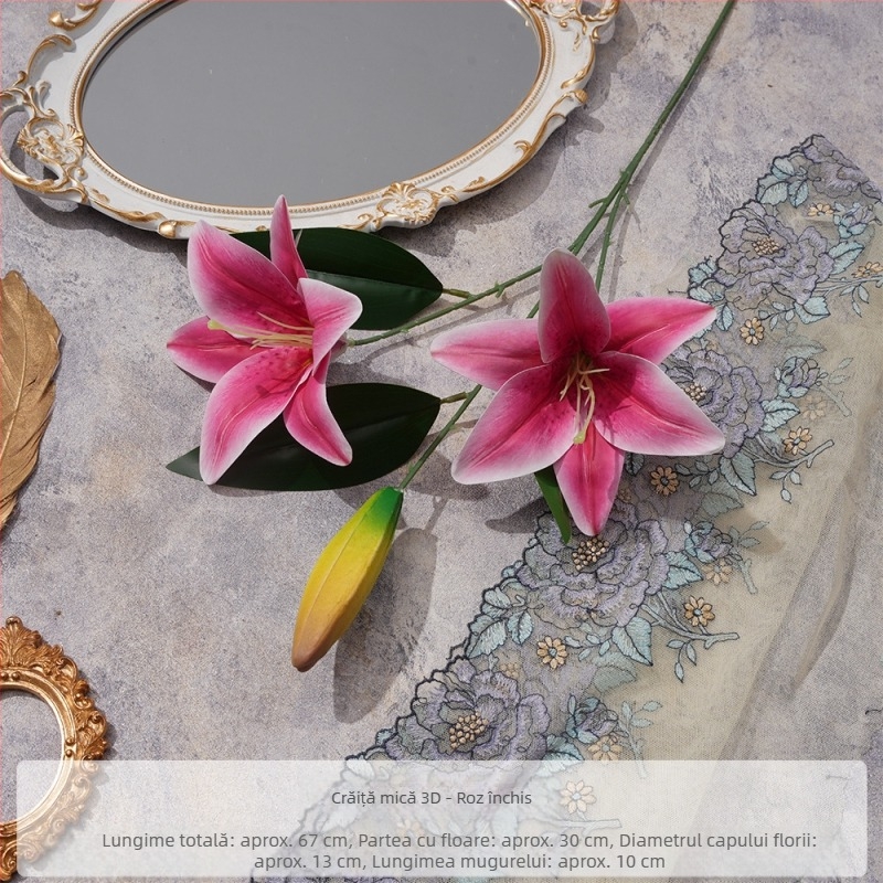 Crin imprimat 3D pe o ramură mică — floare artificială din mătase pentru decor în casă