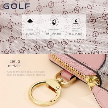 Golf imprimat port-chei pentru femei, buzunar pentru carduri, portofel cu fermoar pentru monede și breloc auto