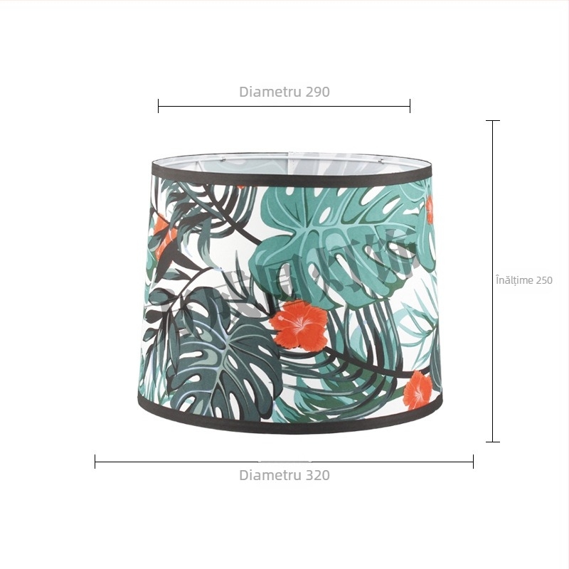 Abajur textil pentru lampa de podea și lampă de masă, stil nordic, model pădure tropicală