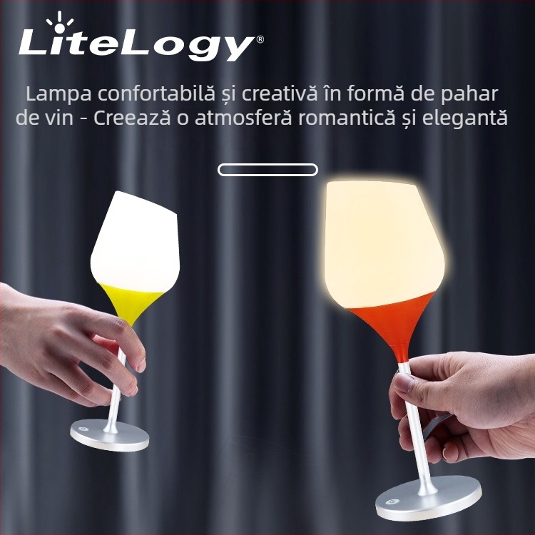 Lampă de masă nordică, creativă și reîncărcabilă, cu motiv în formă de sticlă de vin, potrivită pentru bar și dormitor, lumină ambientală roșie