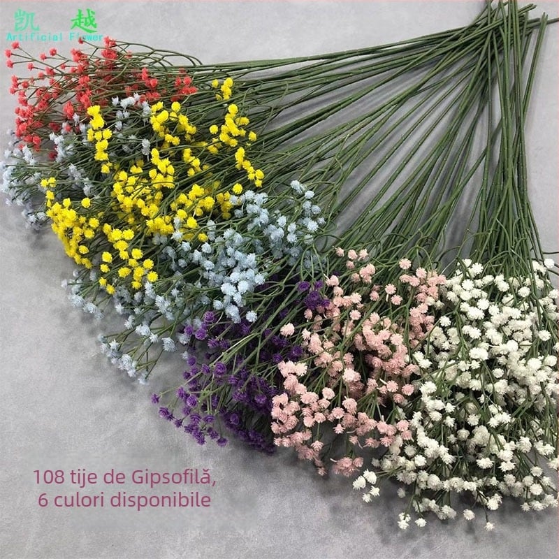 Buchet de flori artificiale Starry Sky, 108 tulpini de flori de mătase pentru decor de nuntă