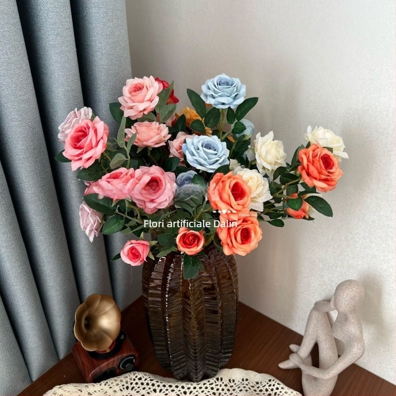 Colț decorativ floral artificial cu cinci brațe, pentru săli de nuntă, decor de casă, recuzită pentru fotografie și vitrine