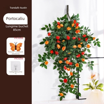 Viță artificială de trandafiri pentru perete – flori de mătase, decor mural