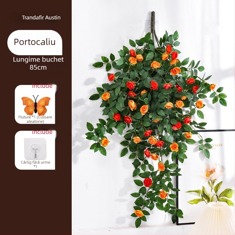 Viță artificială de trandafiri pentru perete – flori de mătase, decor mural