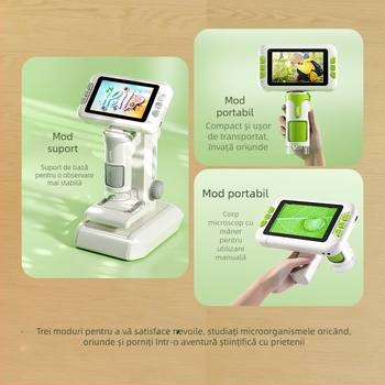 Microscop digital pentru copii, portabil, cu fotografii și videoclipuri HD, experimente de biologie – jucărie educativă