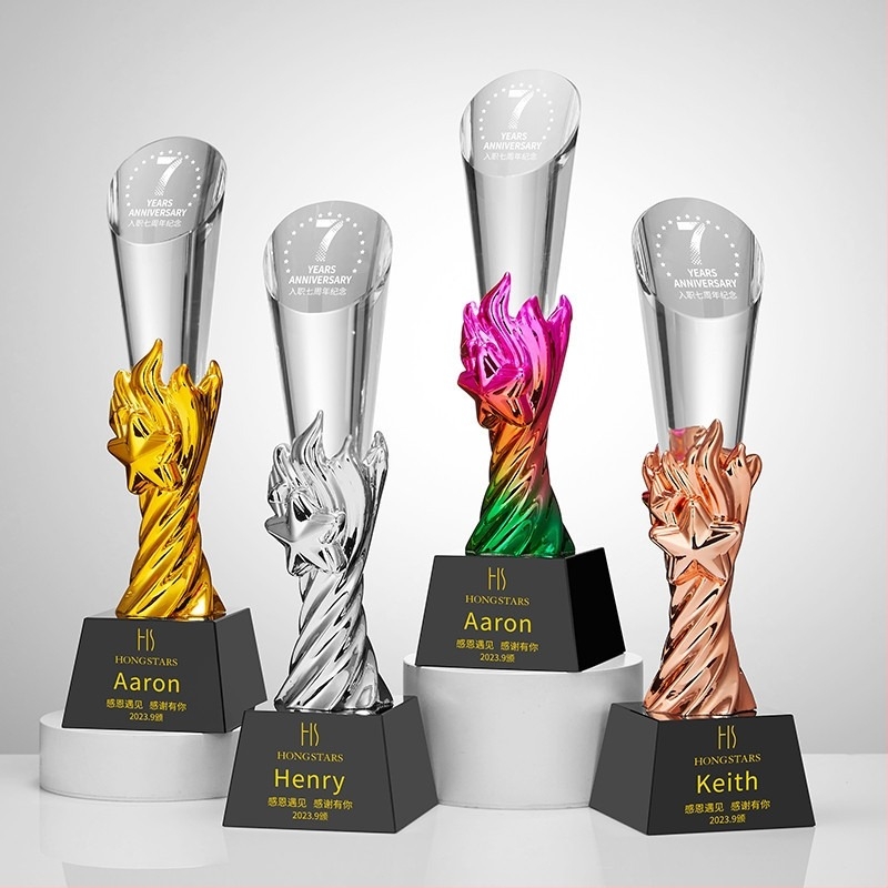 Trofeu din cristal, plachetă personalizată de premiu pentru întâlnirea anuală, temă baschet și fotbal