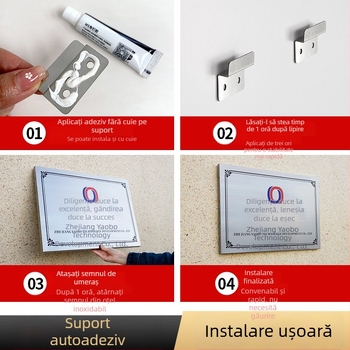 Placă exterioară din cupru, finisaj titan-auriu, plăcuță de autorizare pentru publicitate, personalizabilă