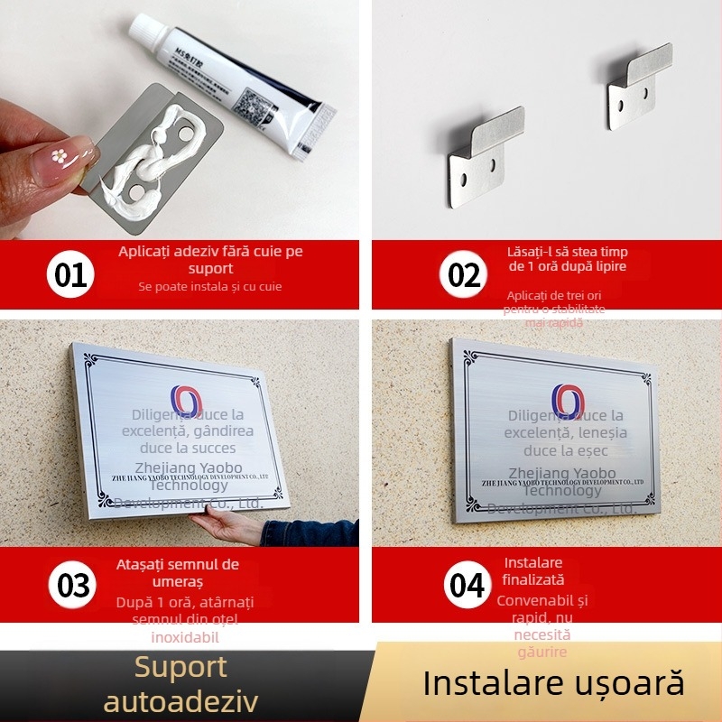 Placă exterioară din cupru, finisaj titan-auriu, plăcuță de autorizare pentru publicitate, personalizabilă