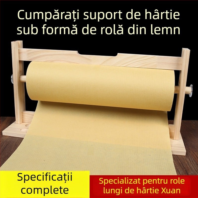 Raft din lemn pentru depozitare suluri de caligrafie și pictură, suport lung pentru suluri