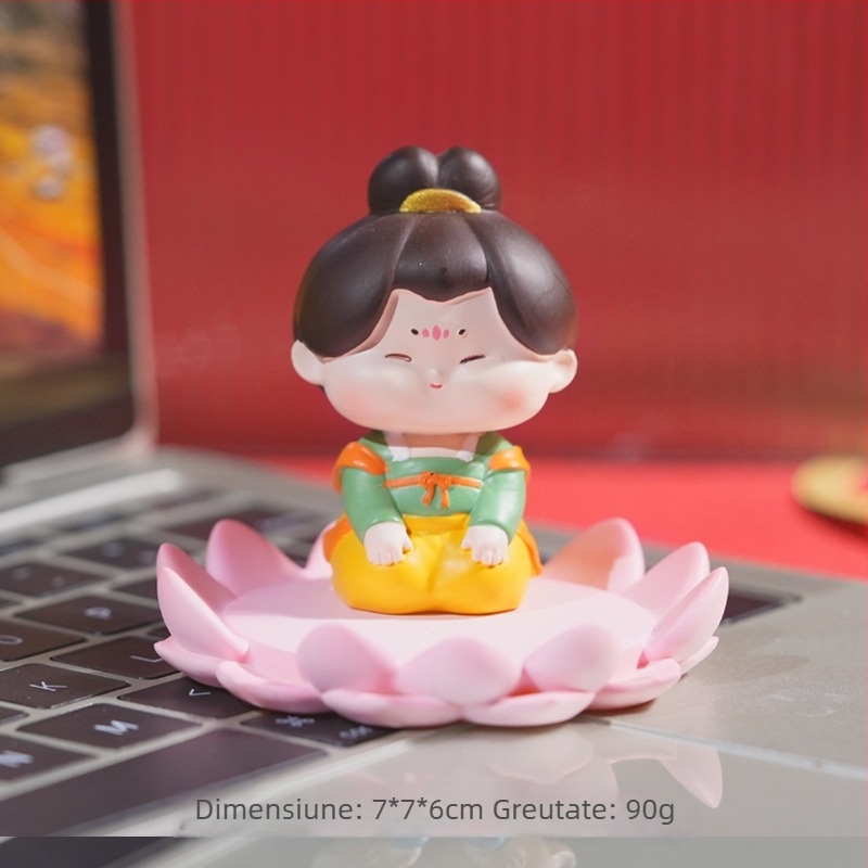 Suport pentru telefon în stil chinez Tang, figură decorativă din rășină pentru casă și birou