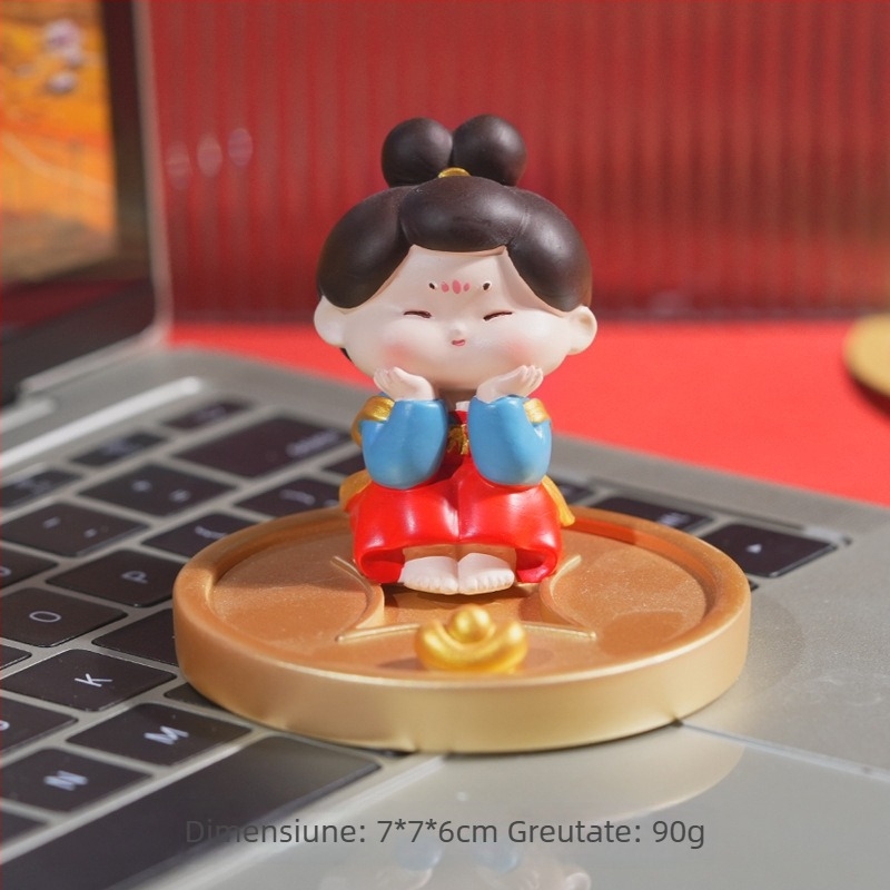 Suport pentru telefon în stil chinez Tang, figură decorativă din rășină pentru casă și birou