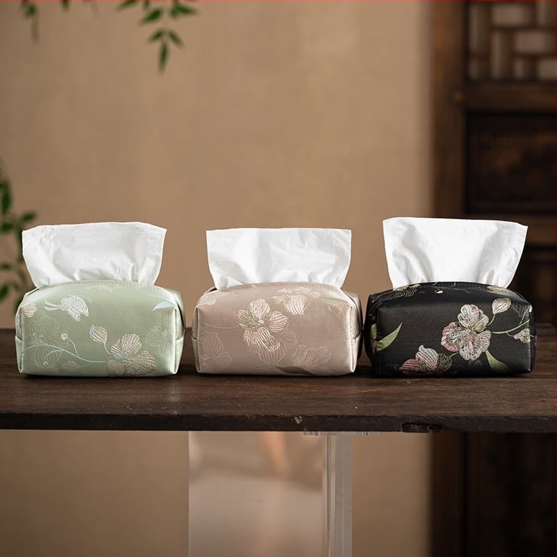 Cutie de șervețele din brocart cu broderie, stil nou chinezesc, decor pentru sufragerie, spațiu de depozitare realizat manual
