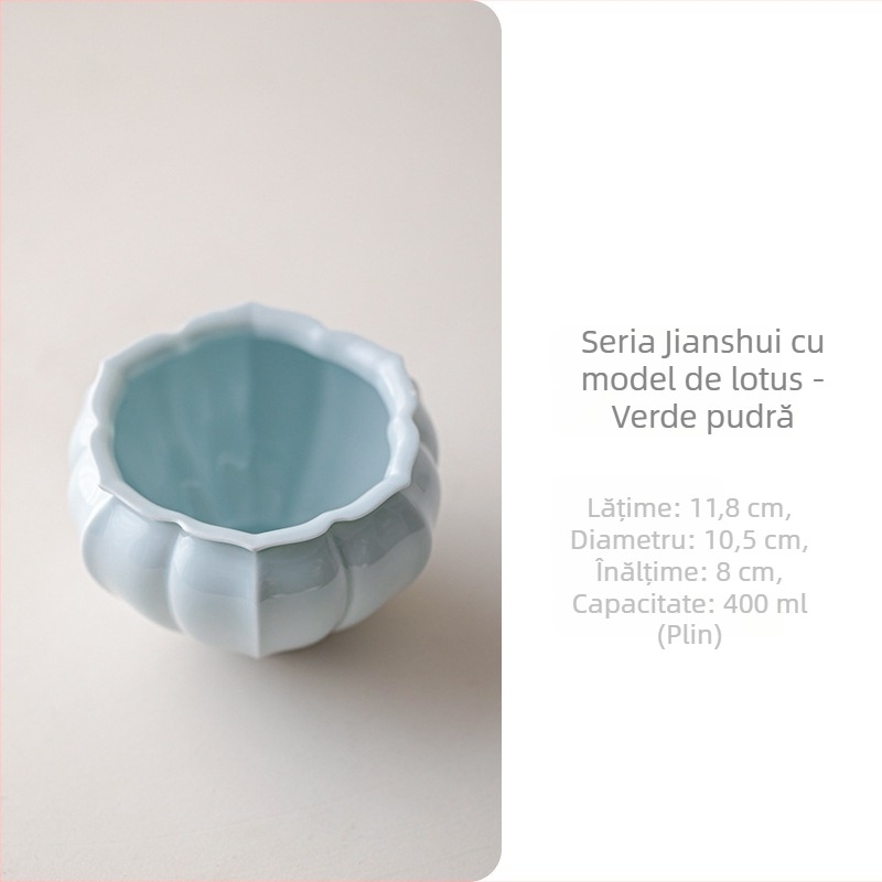 Set ceramic de ceai în stil chinezesc, cu ceașcă de ceai, recipient pentru zațuri și spălător pentru pensule