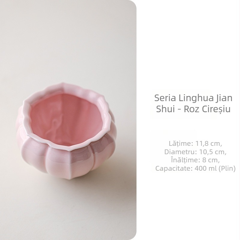 Set ceramic de ceai în stil chinezesc, cu ceașcă de ceai, recipient pentru zațuri și spălător pentru pensule