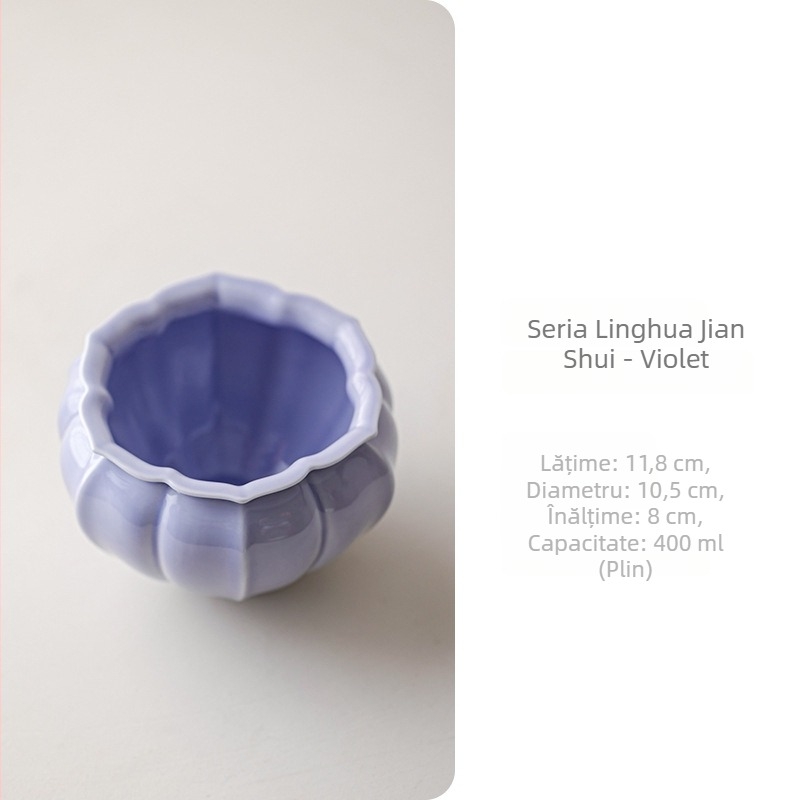 Set ceramic de ceai în stil chinezesc, cu ceașcă de ceai, recipient pentru zațuri și spălător pentru pensule