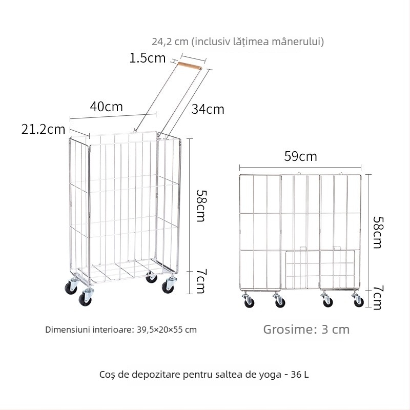 Coș pliabil pentru rufe murdare, coș de depozitare haine din oțel inoxidabil, pentru baie