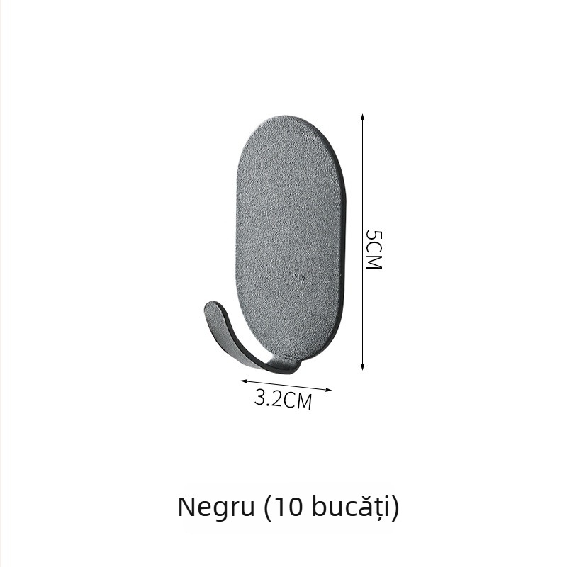 Cârlig autoadeziv, culoare oțel inoxidabil, pentru bucătărie și baie, montaj pe perete fără găuri, fără urme, susține până la 1 kg.