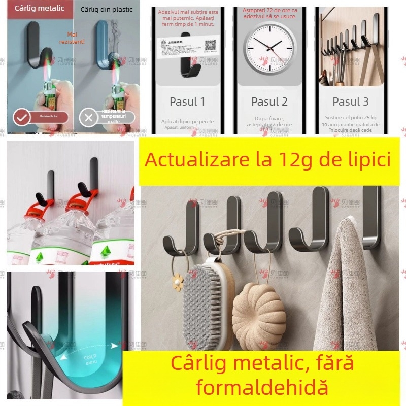 Cuier de perete fără găuri, adeziv, pentru baie și sufragerie, ține prosoape și haine