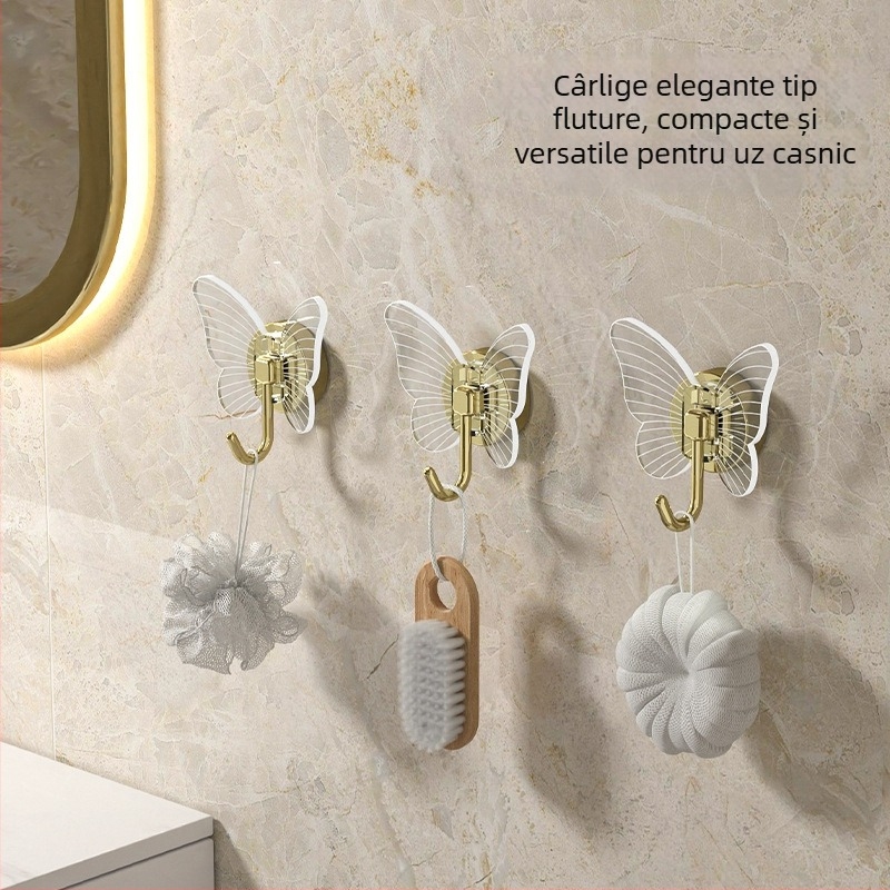 Cuier fluture pentru perete, fără găuri, textură 3D, decor pentru casă, suport pentru haine și chei