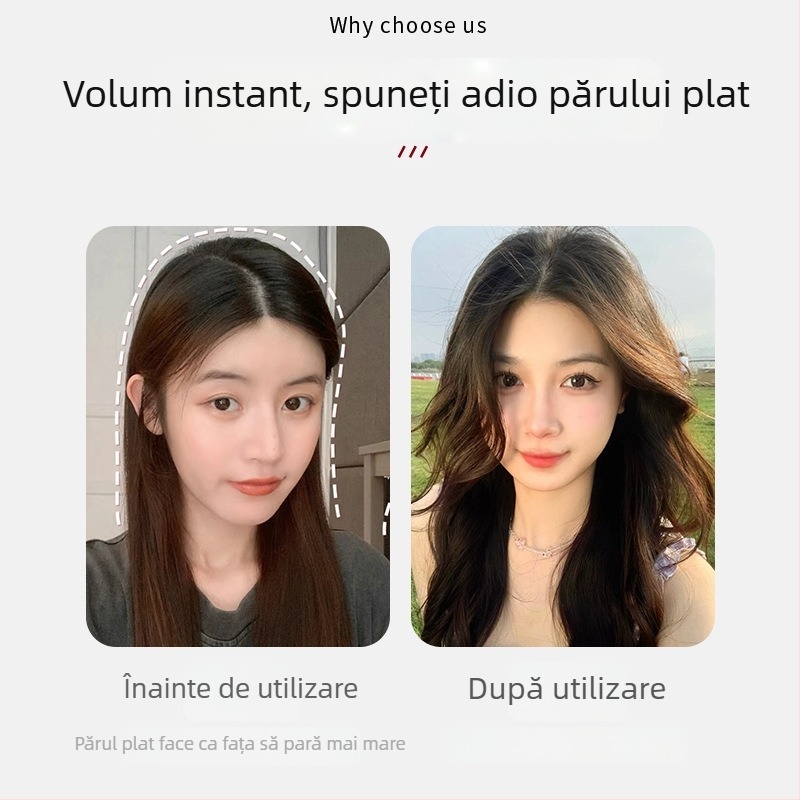 Dispozitiv pentru partea din spate a capului ce adaugă înălțime și volum părului în zona coroanei; accesoriu pentru cap cu rădăcini pufoase