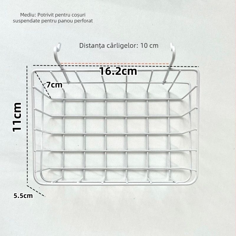 Coș suspendat din tablă perforată, din fier forjat – depozitare
