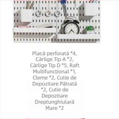 Placă perforată pentru perete – raft de depozitare și expunere, montaj fără găuri, pentru încăperea de gaming, cârlige și accesorii, placă de agățat, DIY