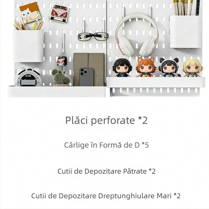 Placă perforată pentru perete – raft de depozitare și expunere, montaj fără găuri, pentru încăperea de gaming, cârlige și accesorii, placă de agățat, DIY