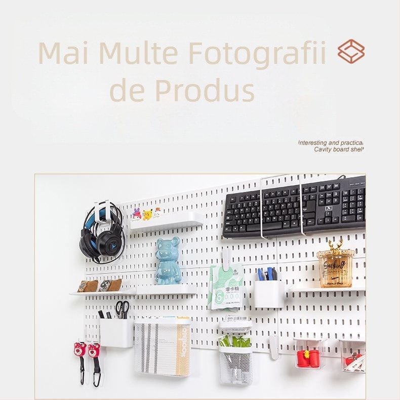 Placă perforată pentru perete – raft de depozitare și expunere, montaj fără găuri, pentru încăperea de gaming, cârlige și accesorii, placă de agățat, DIY
