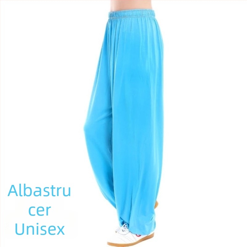 Pantaloni Tai Chi din Ice Silk pentru antrenament, unisex, mărime mare, stil Lantern, Tai Chi primăvară-vară.