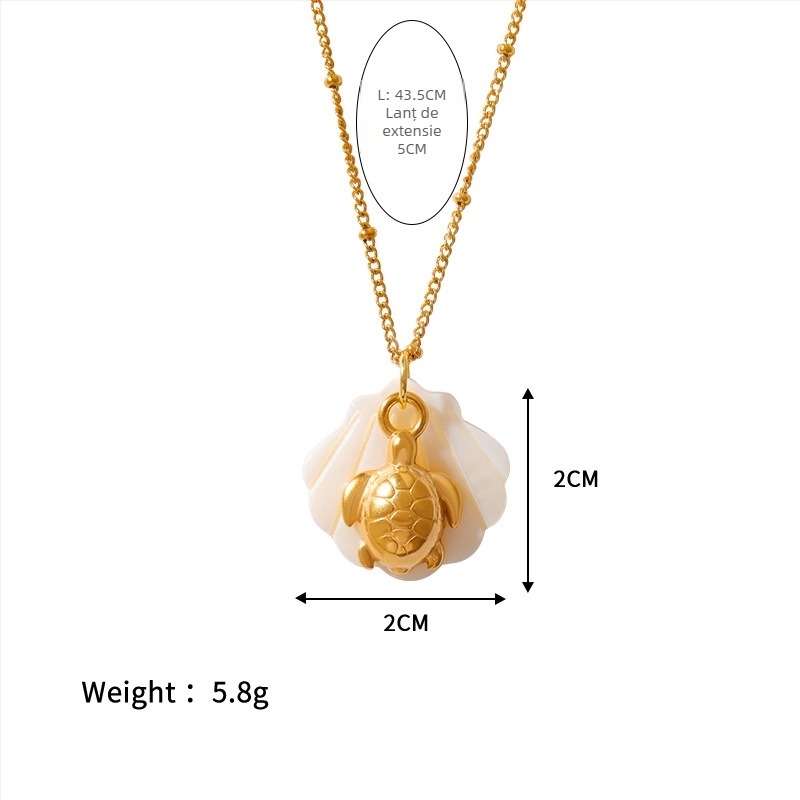 Colier din oțel inoxidabil cu stea de mare și scoică, stil oceanic, unisex, 41–50 cm