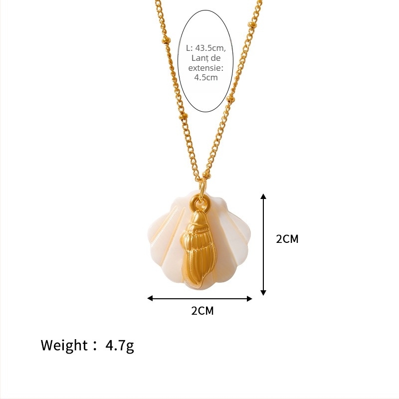 Colier din oțel inoxidabil cu stea de mare și scoică, stil oceanic, unisex, 41–50 cm
