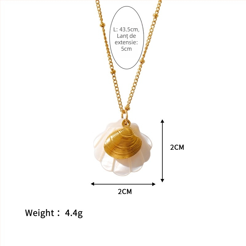 Colier din oțel inoxidabil cu stea de mare și scoică, stil oceanic, unisex, 41–50 cm