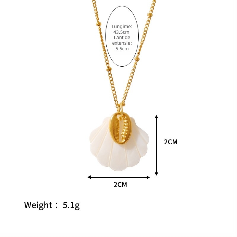 Colier din oțel inoxidabil cu stea de mare și scoică, stil oceanic, unisex, 41–50 cm