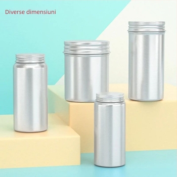 Recipient din aluminiu alimentar pentru ceai, sigilat, cu capac filet, cilindru cilindric pentru călătorii