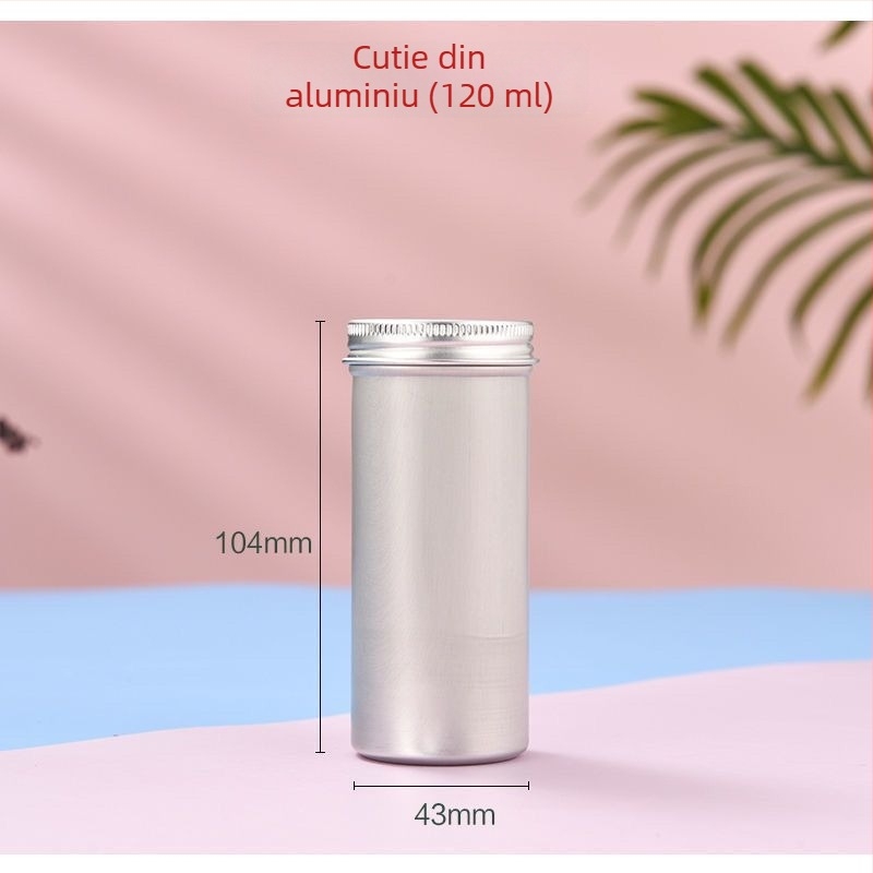 Recipient din aluminiu alimentar pentru ceai, sigilat, cu capac filet, cilindru cilindric pentru călătorii