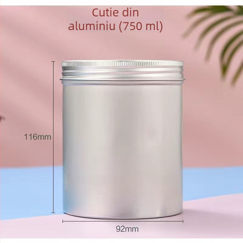 Recipient din aluminiu alimentar pentru ceai, sigilat, cu capac filet, cilindru cilindric pentru călătorii