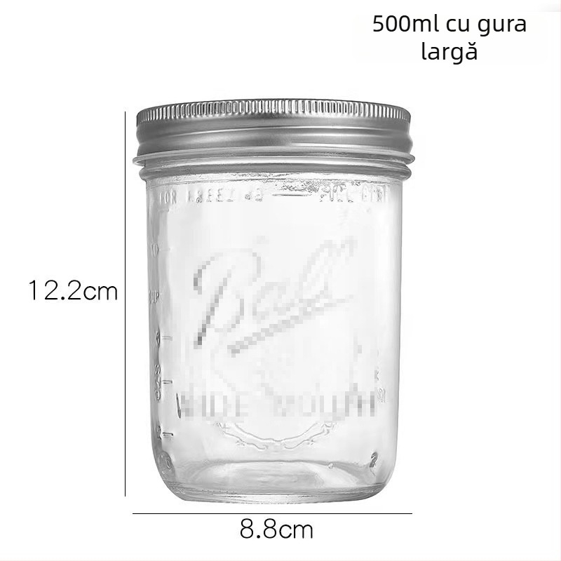 Borcan Mason din sticlă cu capac etanș pentru miere, dulceață, smoothie, ovăz, fructe uscate și cereale