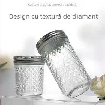Borcan din sticlă sigilat, rezistent la temperaturi ridicate, pentru gem și miere; reutilizabil, cu protecție împotriva exploziei