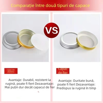 Borcan din sticlă sigilat, rezistent la temperaturi ridicate, pentru gem și miere; reutilizabil, cu protecție împotriva exploziei