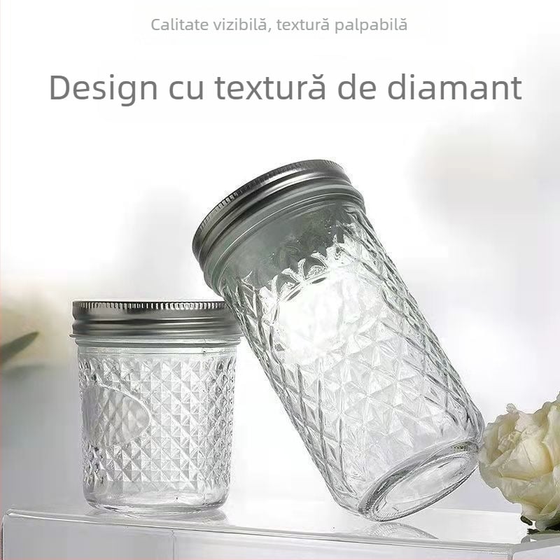 Borcan din sticlă sigilat, rezistent la temperaturi ridicate, pentru gem și miere; reutilizabil, cu protecție împotriva exploziei
