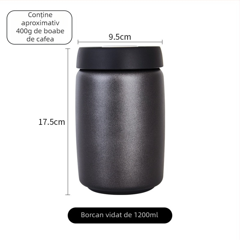 Recipient de cafea sigilat prin vid, 800–1000 ml, oțel inoxidabil 304, protecție la lumină